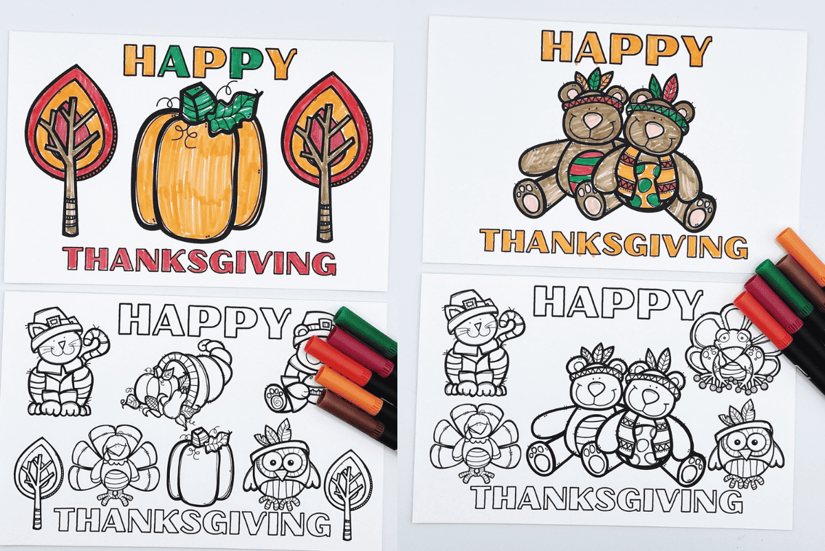 6 Free Printable Thanksgiving Cards To Color For Kids with Printable Coloring Thanksgiving Cards