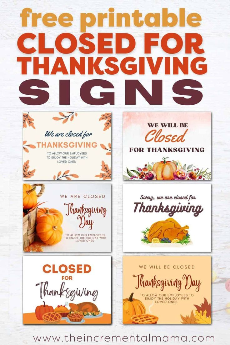 7 Free Printable Closed For Thanksgiving Sign Templates pertaining to Template Free Printable Closed For Thanksgiving Signs