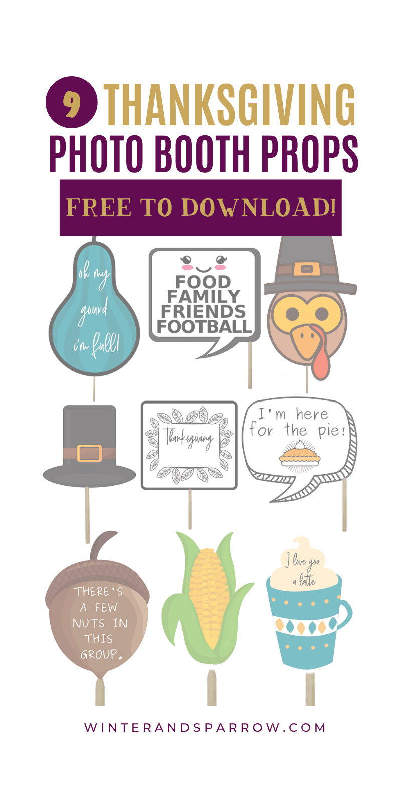 9 Totally Cute + Free Photo Booth Props Printable: Thanksgiving with I am Thankful For Free Printable Photo Booth