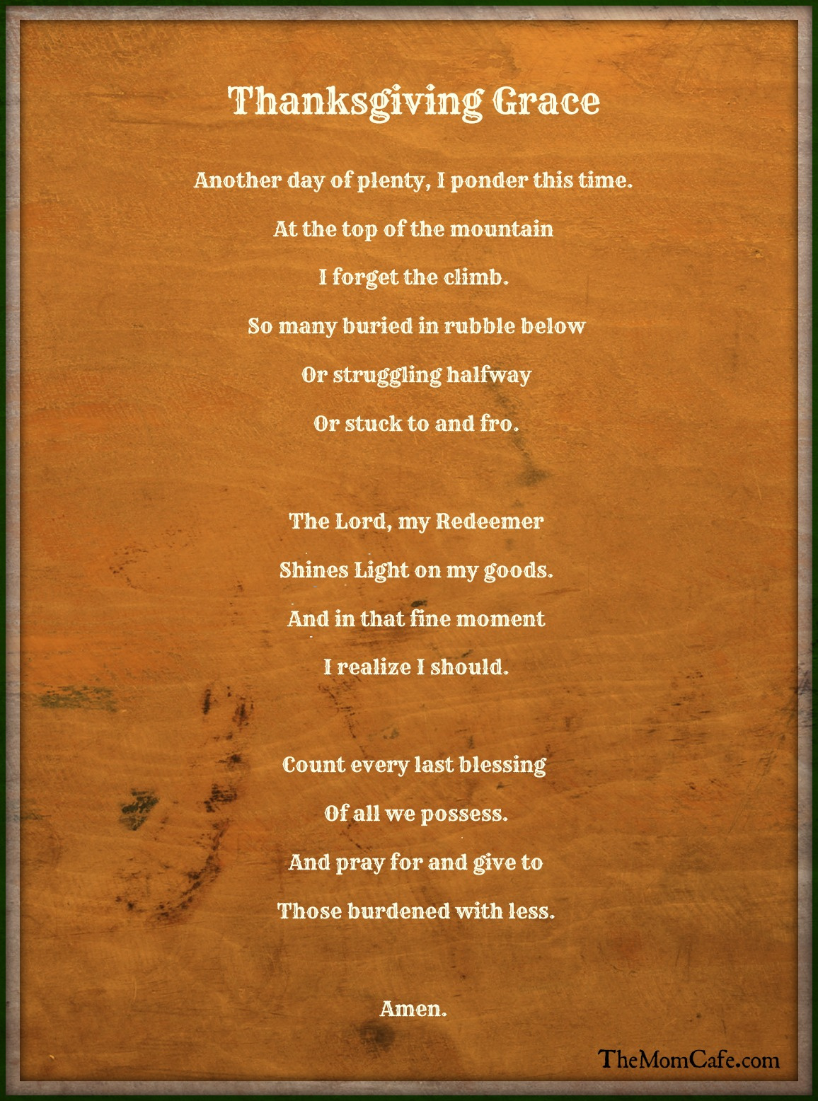 A Thanksgiving Grace For Us All To Say Before We Feast! for Thanksgiving Grace Poem