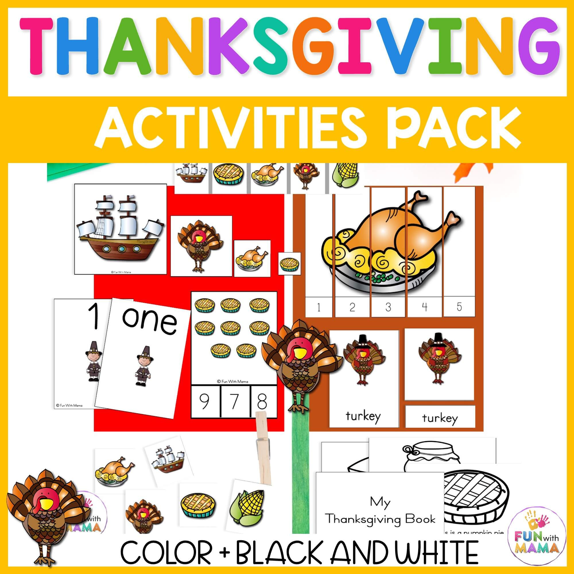 A Thanksgiving Printable Pack For Learning History & More! for Printable Preschool Thanksgiving Activities