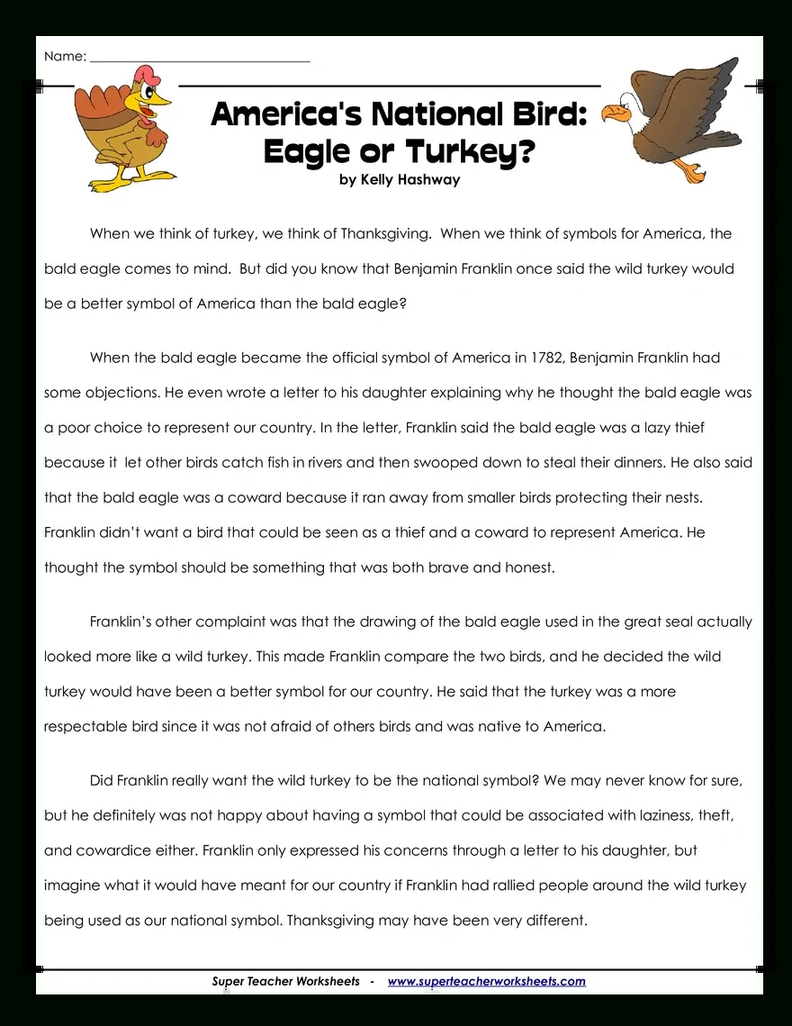 America'S National Bird - Edubirdie regarding Super Teacher Worksheets Thanksgiving Essay