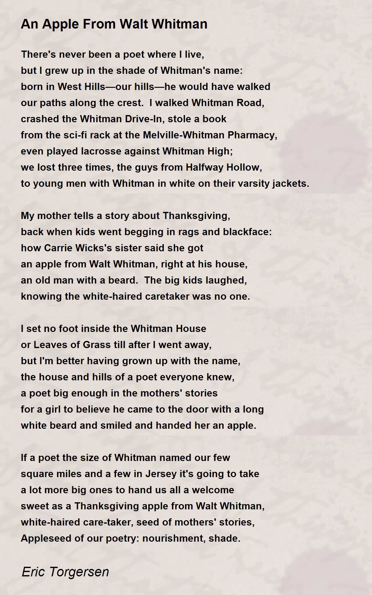 An Apple From Walt Whitman - An Apple From Walt Whitman Poem intended for Walt Whitman Thanksgiving Poem