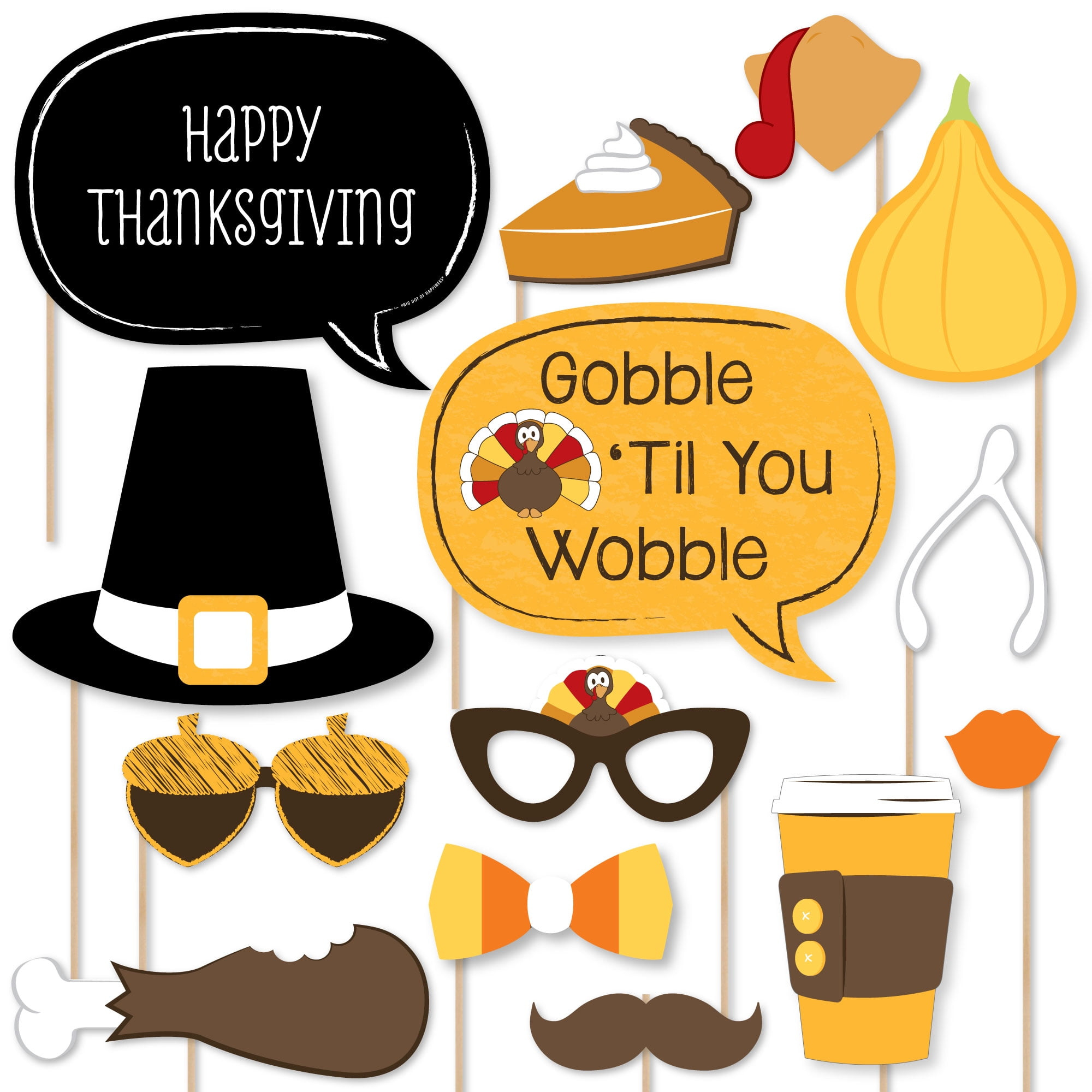 Big Dot Of Happiness Give Thanks - Thanksgiving Party Photo Booth with Printable Thanksgiving Photo Booth Props