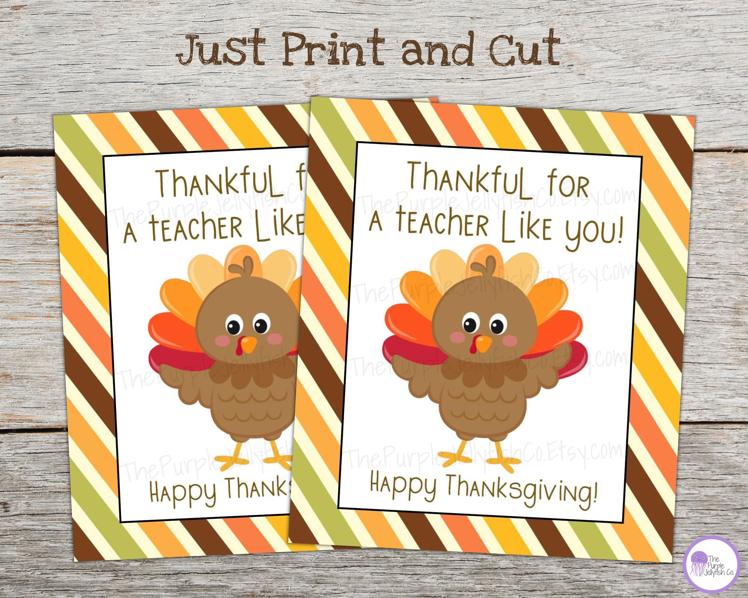Buy Thankful For Teacher Gift Tag, Thanksgiving Teacher Tag intended for Thanksgiving Card For Teacher Printable