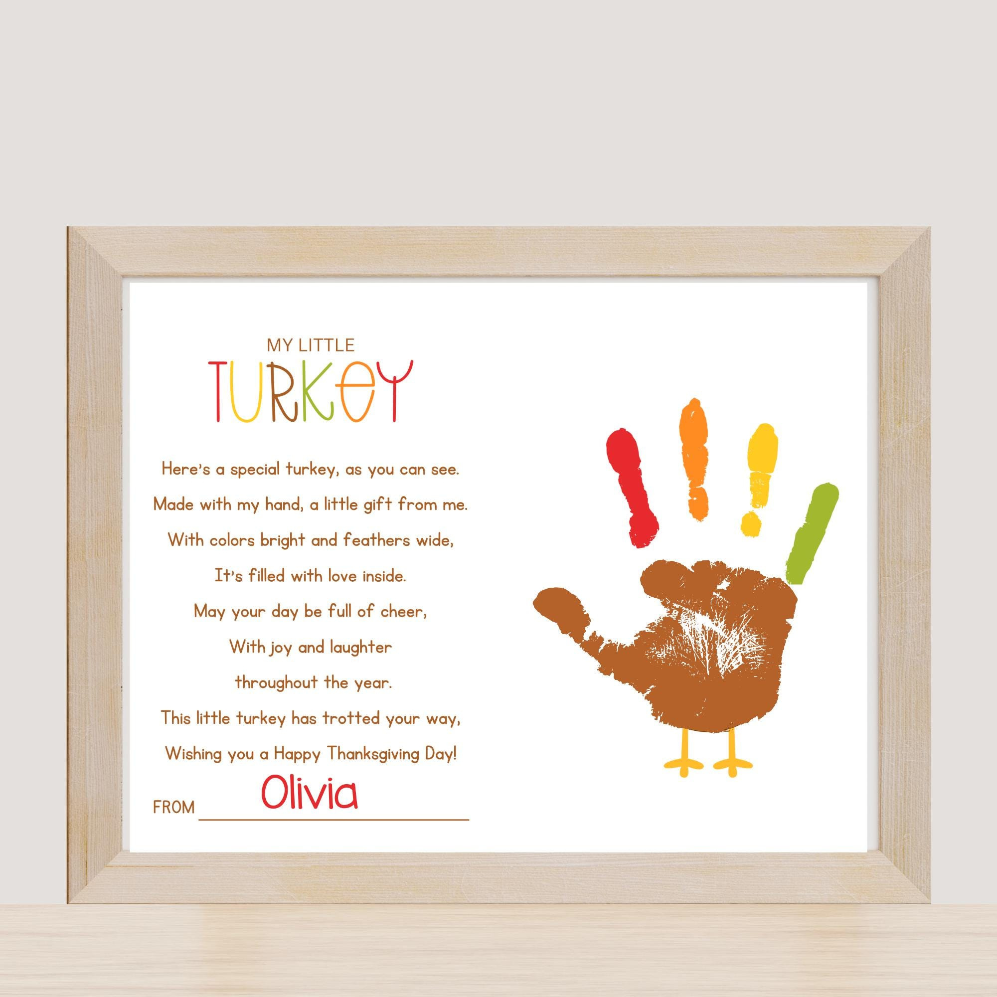 Buy Turkey Poem Handprint Art: Thanksgiving Keepsake Craft with Thanksgiving Colors Poem