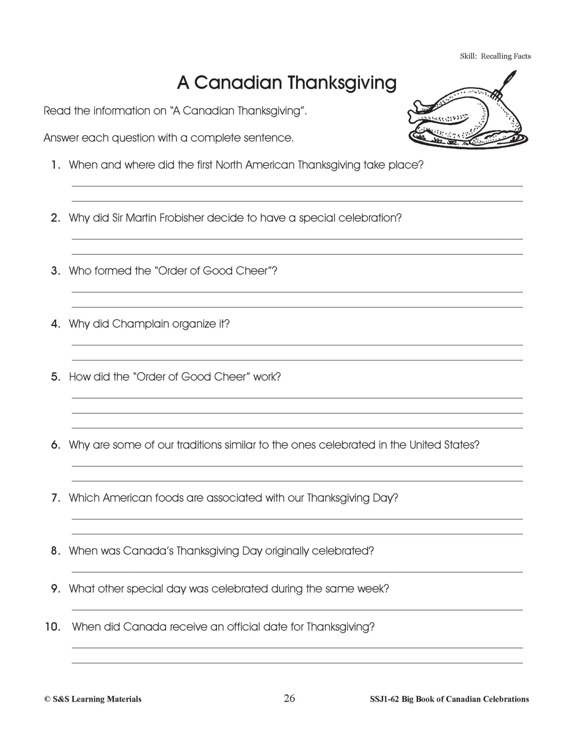 Canadian Thanksgiving - Worksheets Library with regard to Canadian Thanksgiving Worksheets