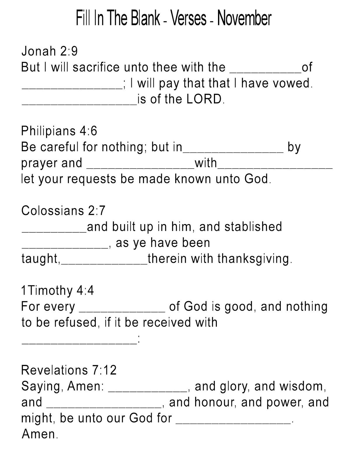 Children&amp;#039;S Gems In My Treasure Box: Thanksgiving Verses - Fill In pertaining to Thanksgiving Fill In the Blank Poems