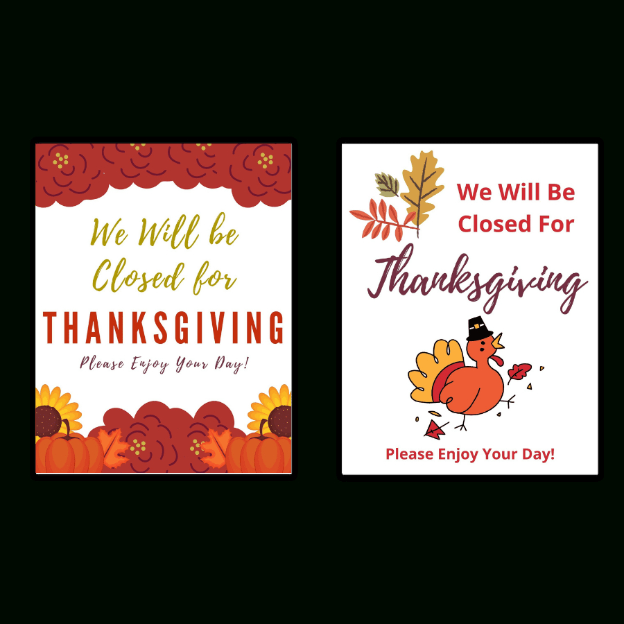 Closed For Thanksgiving Signs - Free Printables - Add A Little inside Printable Closed Thanksgiving Day Signs
