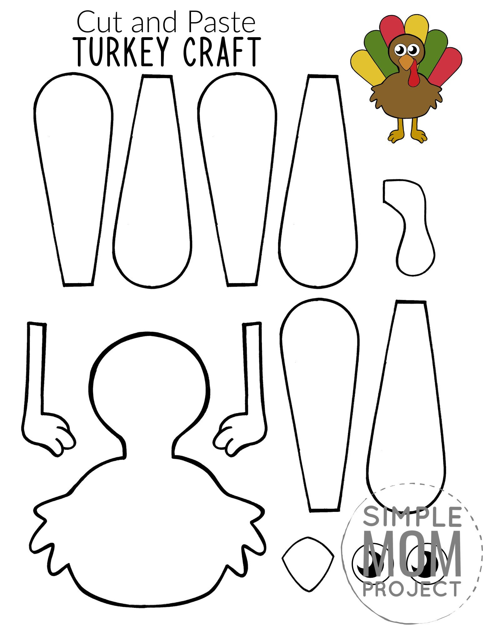Cut And Paste Turkey Craft For Kids With Free Template pertaining to Cut And Paste Turkey Printable