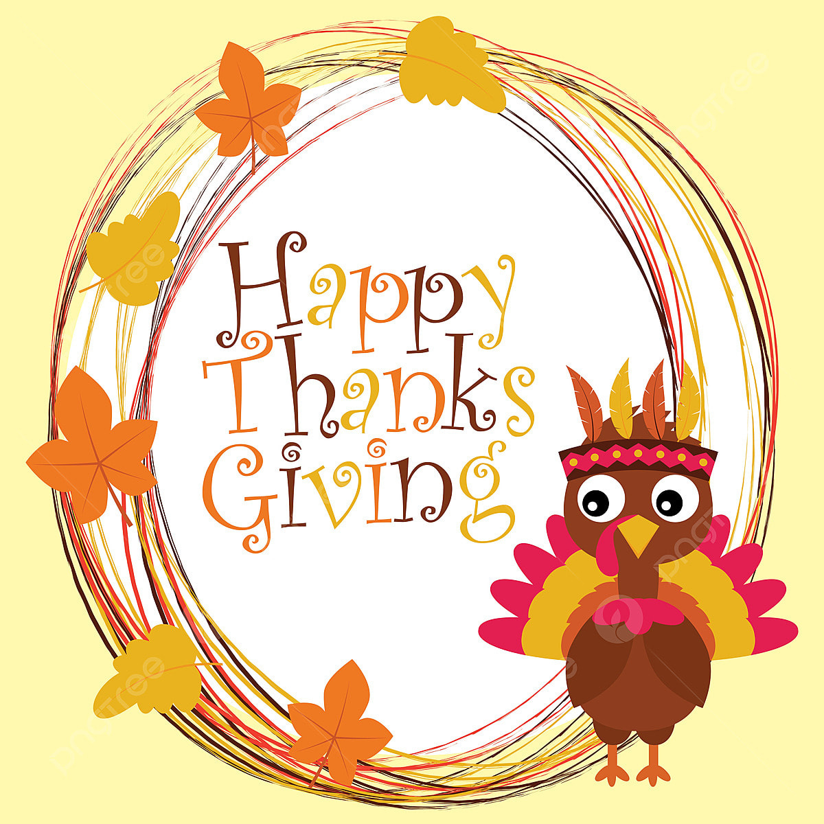 Cute Turkey And Happy Thanksgiving Text Cartoon Illustration For within Printable Thanksgiving Clip Art