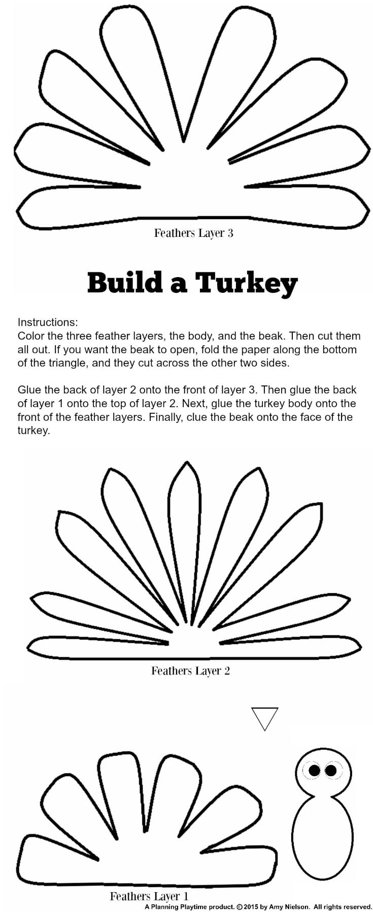 Cute Turkey Craft W/ Free Printable Template - Planning Playtime pertaining to Turkey With Feathers Printable