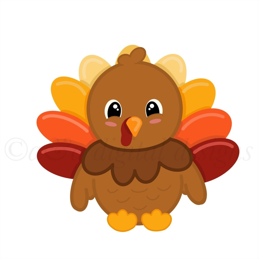 Cute Turkey- Instant Digital Download, Thanksgiving, Turkey in Free Printable Turkey Clip Art
