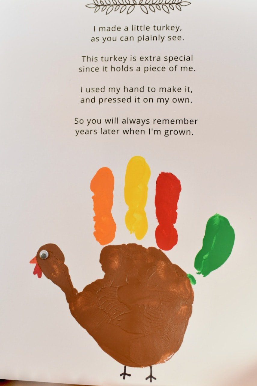 Cutest Turkey Handprint Craft + Poem Printable - Make Life Lovely regarding Turkey Handprint Poem Free Printable