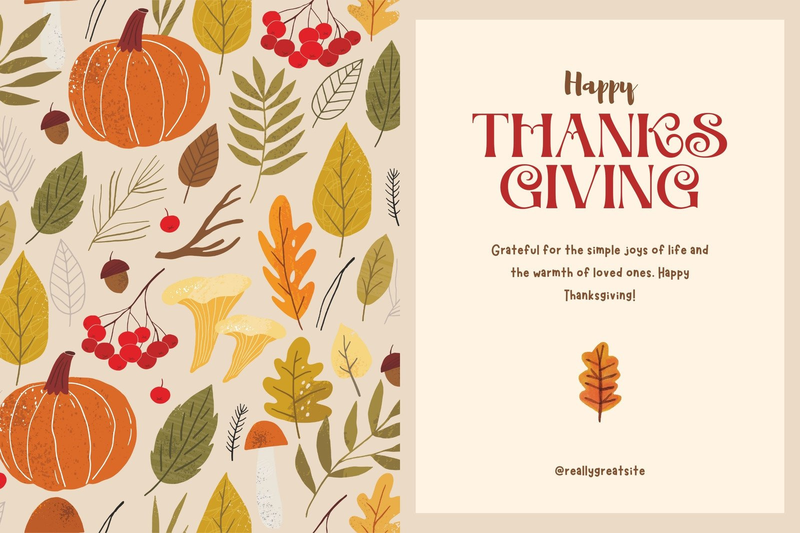 Design And Print Custom Landscape Thanksgiving Cards | Canva intended for Thanksgiving Card Printable Free