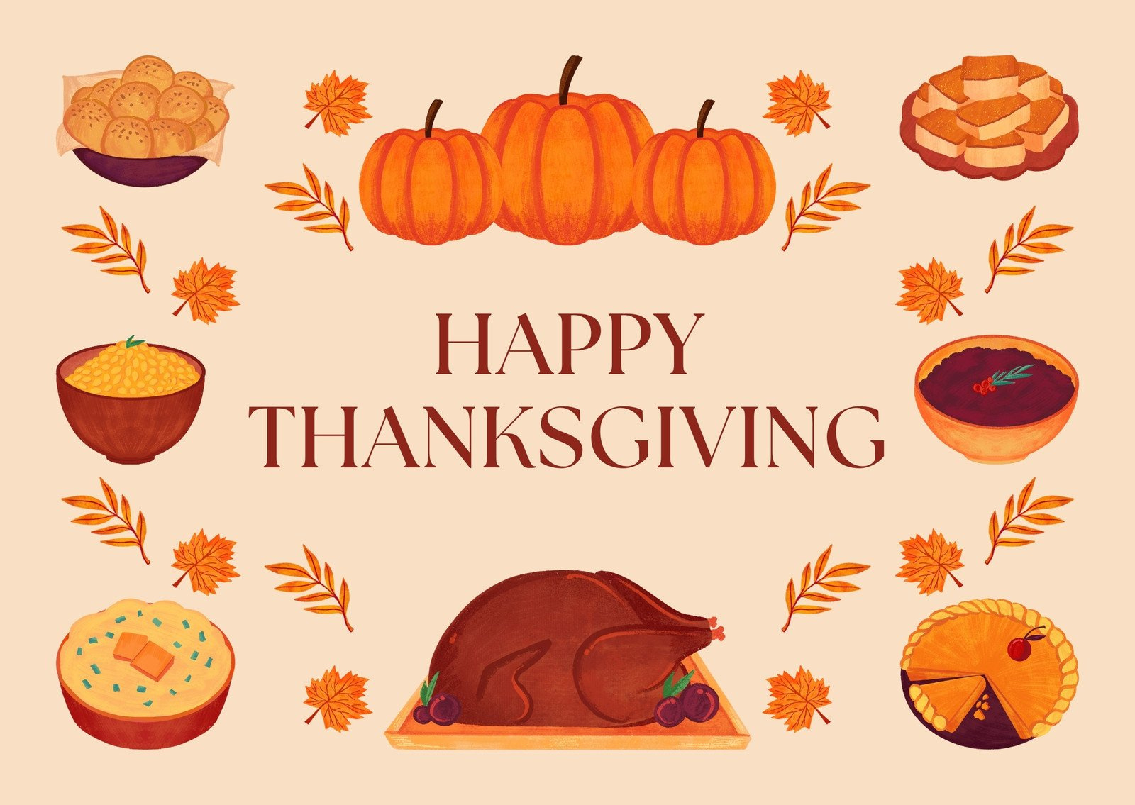 Design And Print Custom Landscape Thanksgiving Cards | Canva pertaining to Printable Happy Thanksgiving Card