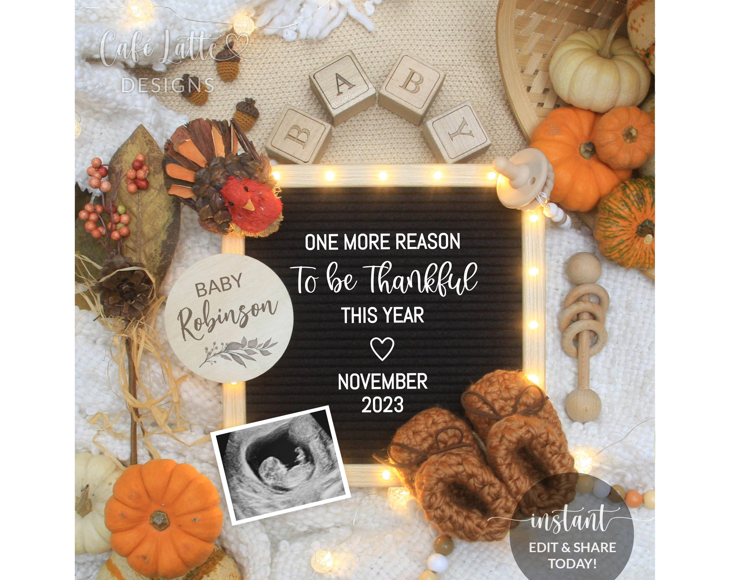 Digital Thanksgiving Pregnancy Announcement For Social Media, Fall pertaining to Thanksgiving Pregnancy Announcement Poem