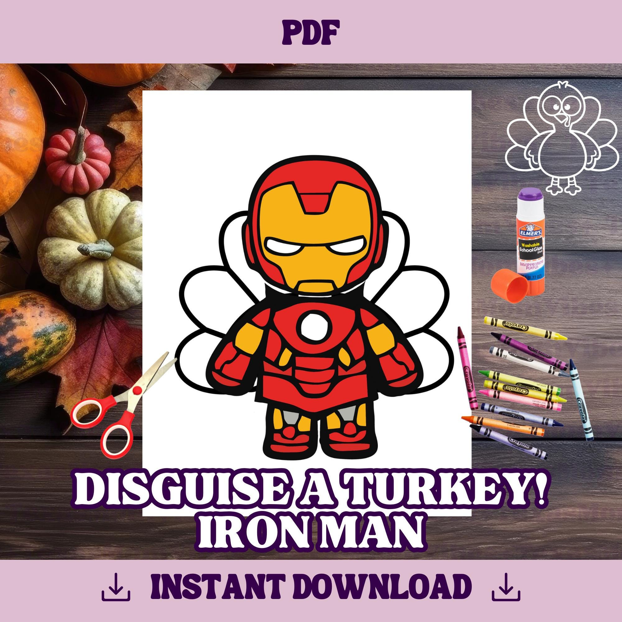 Disguise A Turkey-Iron Man Template | Thanksgiving Craft Printable pertaining to Iron Man Turkey Disguise Printable
