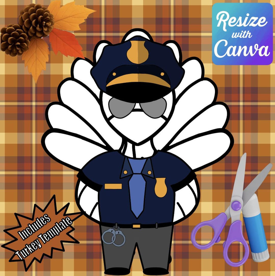 Disguise A Turkey- Police Officer Disguise-Resizable! - Etsy Uk throughout Turkey In Disguise Police