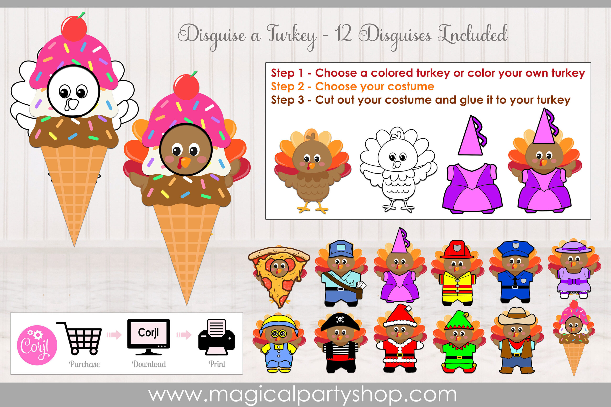 Disguise A Turkey | Printable Disguise A Turkey | Thanksgiving within Turkey in Disguise Ice Cream Cone