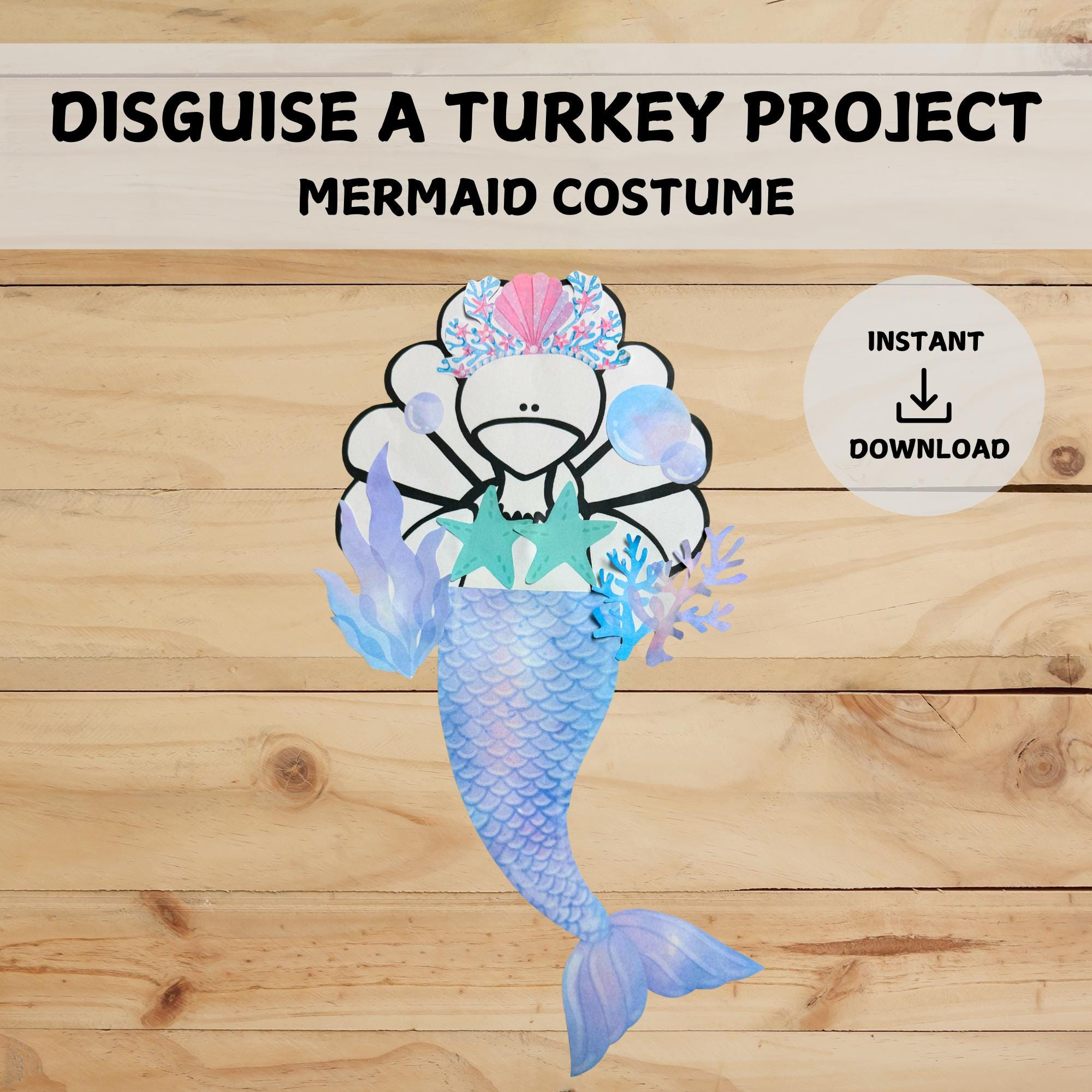 Disguise A Turkey Project | Mermaid Disguise | Pastel Ocean Theme throughout Turkey in Disguise Project Mermaid