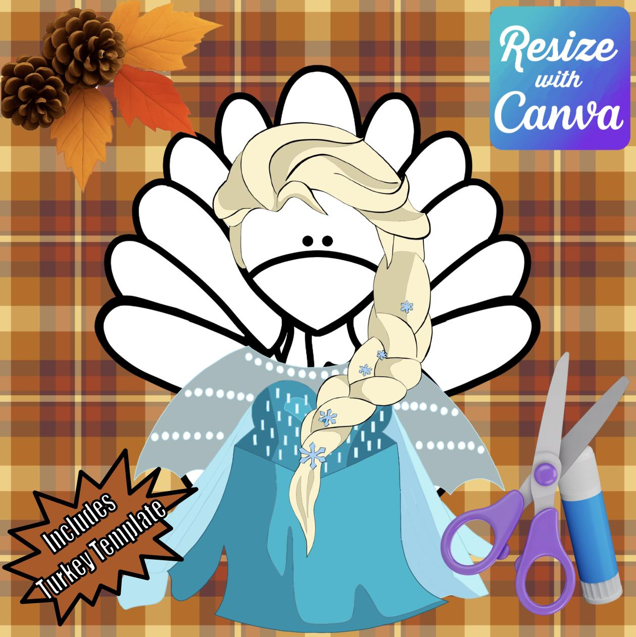 Disguise A Turkey-Queen Disguise-Resizable! - Etsy inside Elsa Turkey Disguise Printable