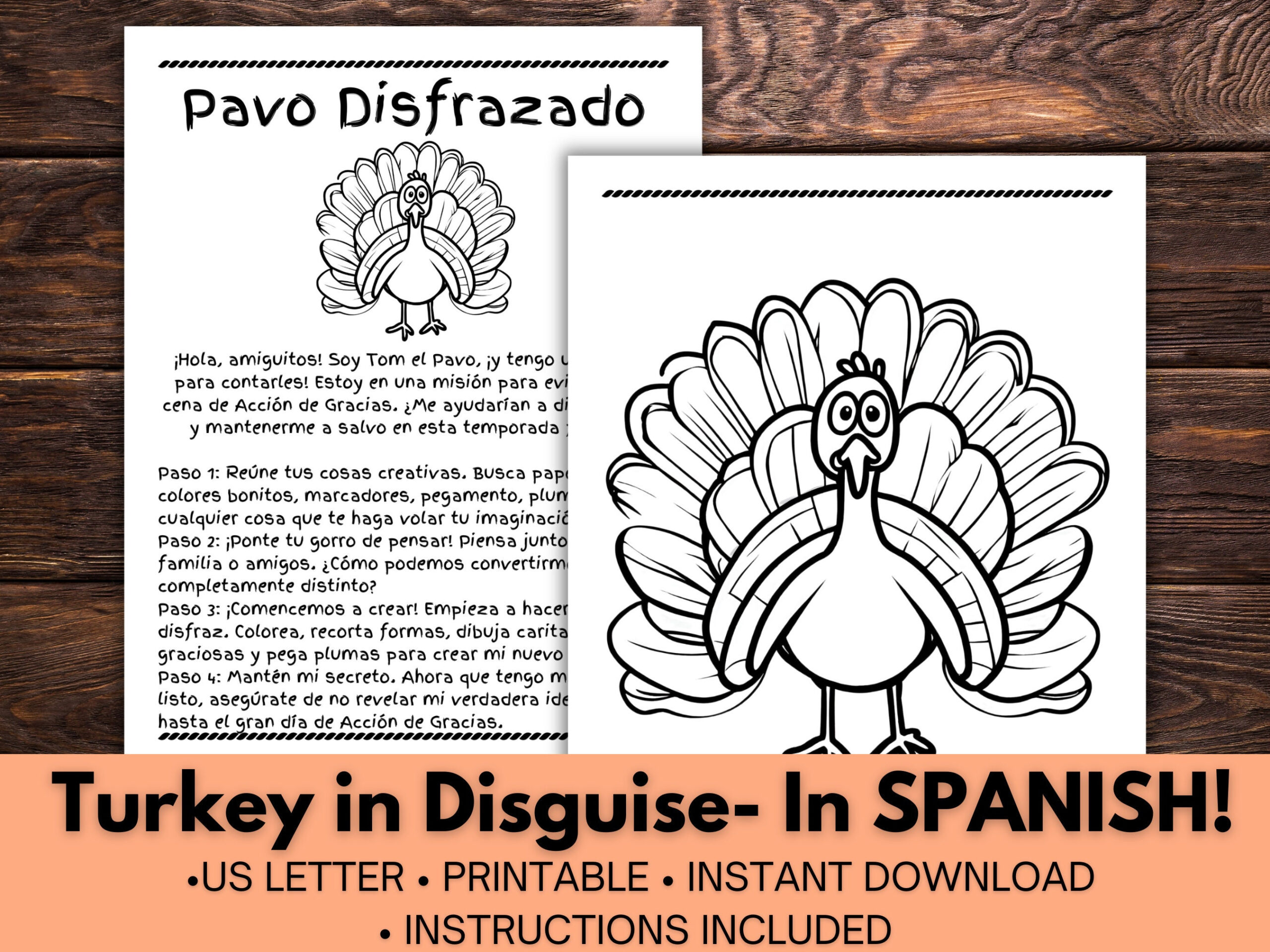 Disguise A Turkey, Turkey In Disguise In Spanish, Spanish Thanksgiving  Activity, Tom The Turkey, Turkey Craft throughout Turkey in Disguise in Spanish