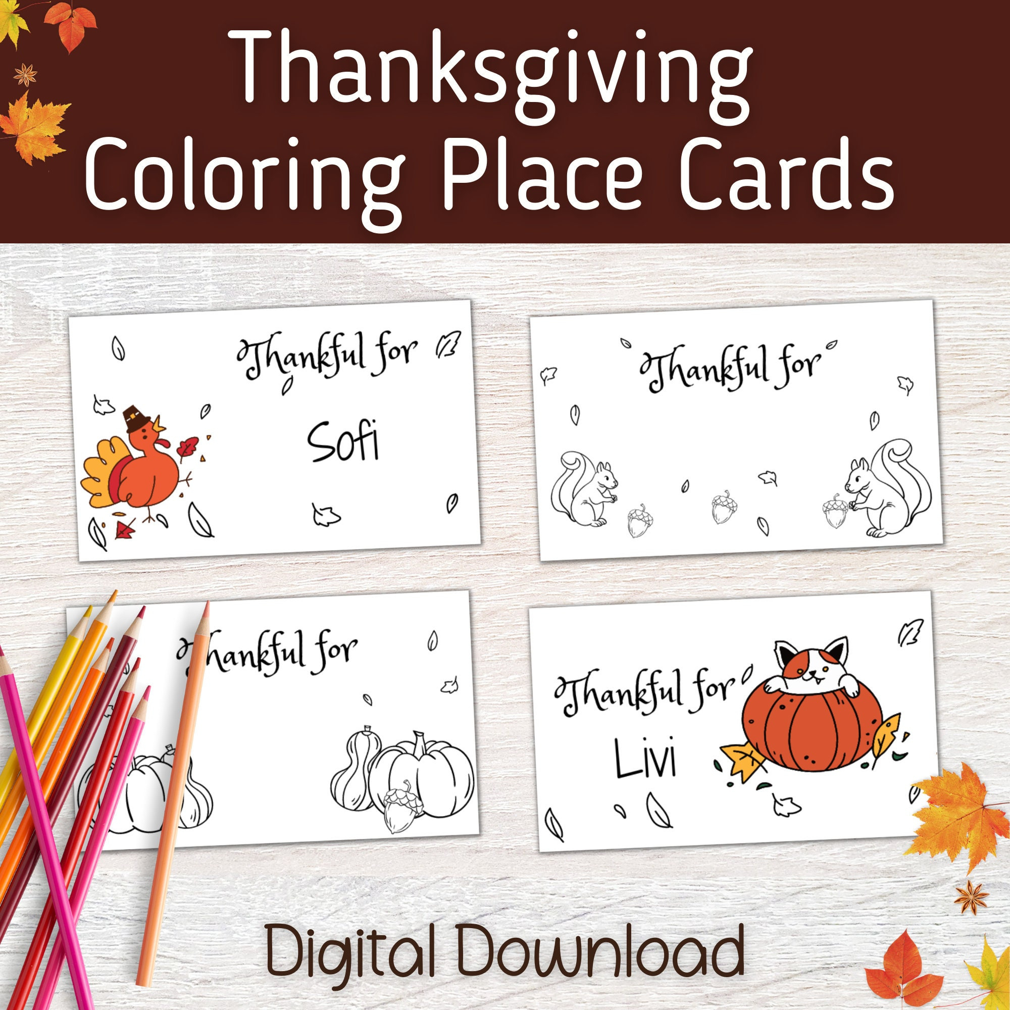 Diy Thanksgiving Place Cards, Thanksgiving Coloring Place Cards for Thanksgiving Place Cards Printable