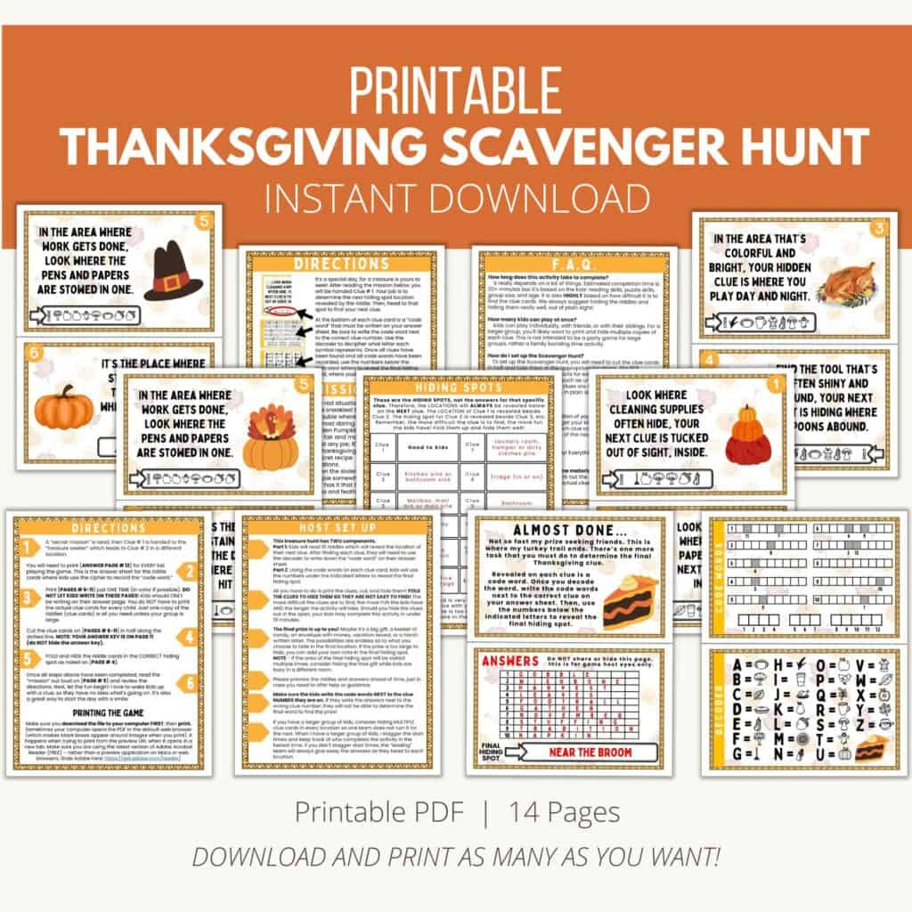 Exciting Thanksgiving Scavenger Hunt For Kids – Printable Fun! with Thanksgiving Scavenger Hunt Printable