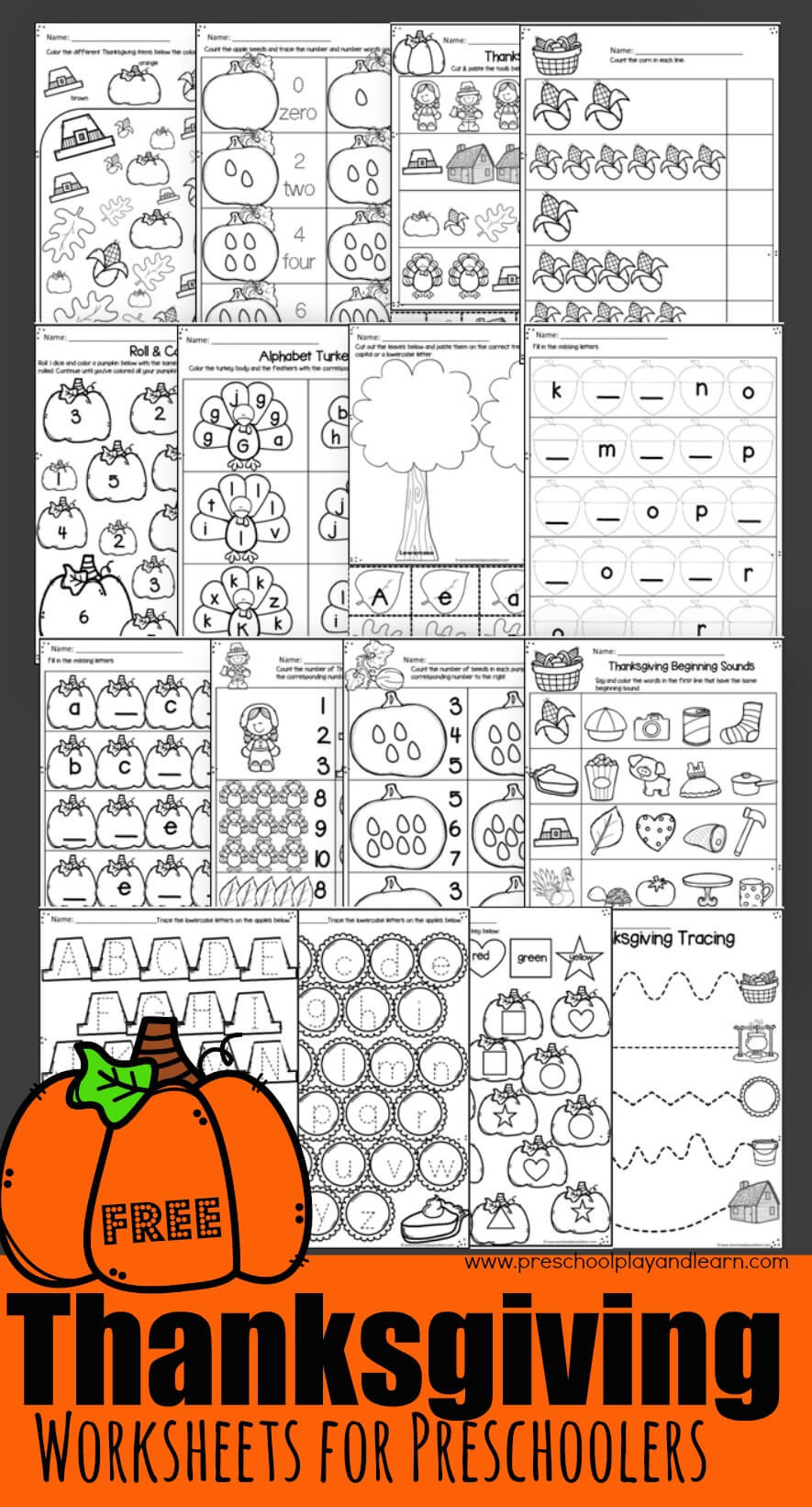 🦃 Free Printable Thanksgiving Worksheets For Preschool in Thanksgiving Counting Book Printable