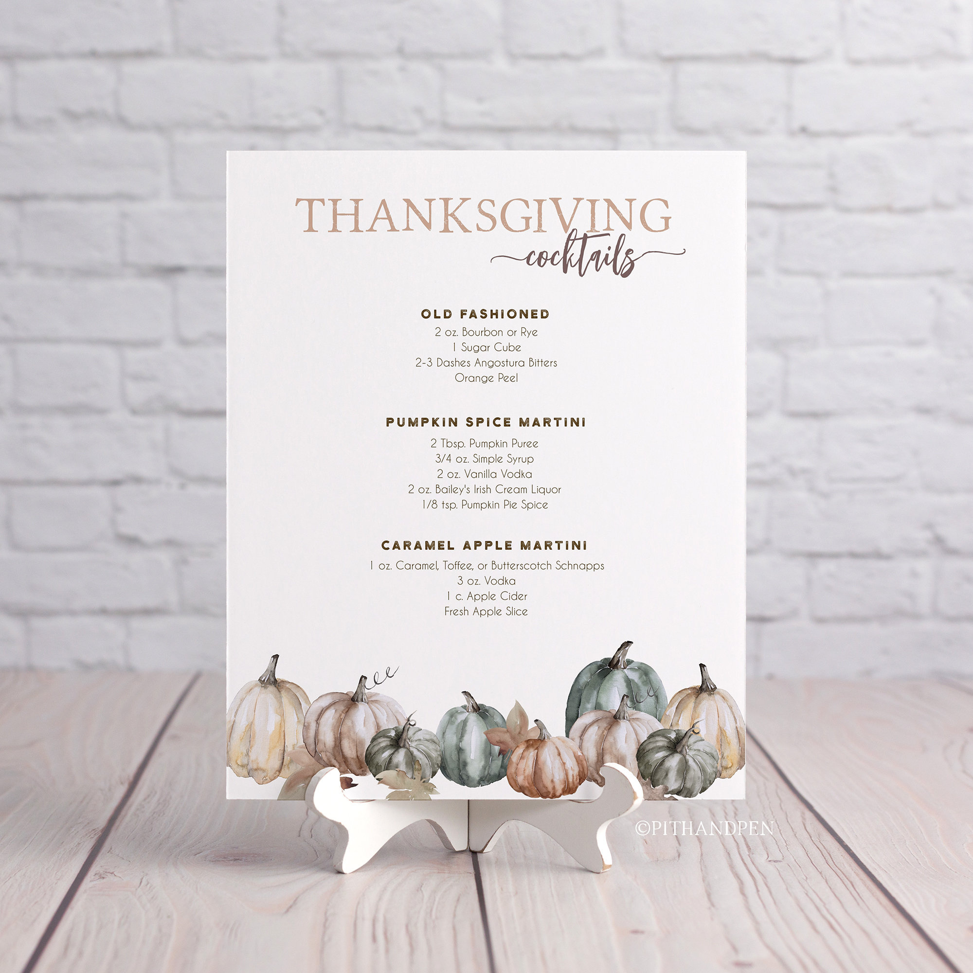 Fall Cocktail Menu Sign, Thanksgiving Bar Sign, Pumpkins, Instant inside Thanksgiving Cocktail Menu Template