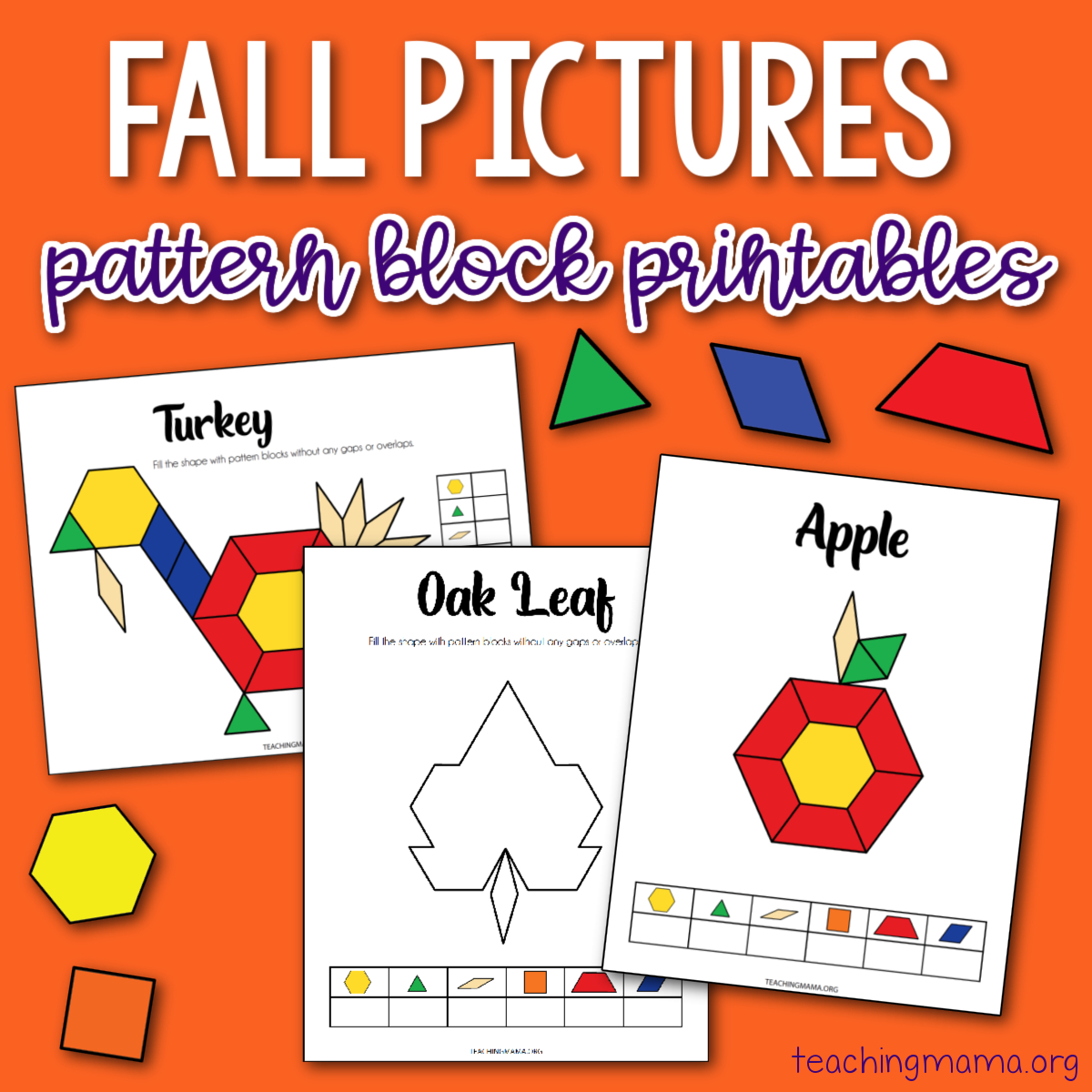Fall Pattern Block Printables - Teaching Mama regarding Thanksgiving Pattern Block Mats Free Printable