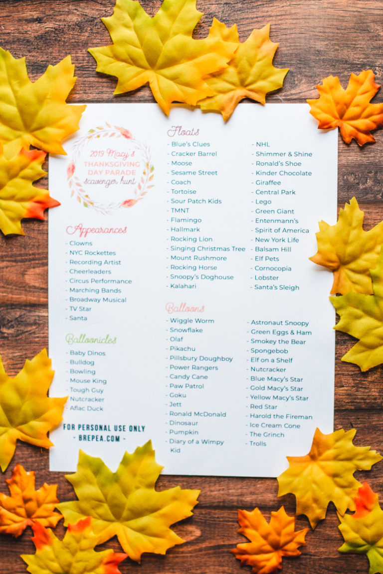 Family Thanksgiving Idea: Macy&amp;#039;S Thanksgiving Day Parade Scavenger with regard to Thanksgiving Parade Scavenger Hunt 2025 Printable