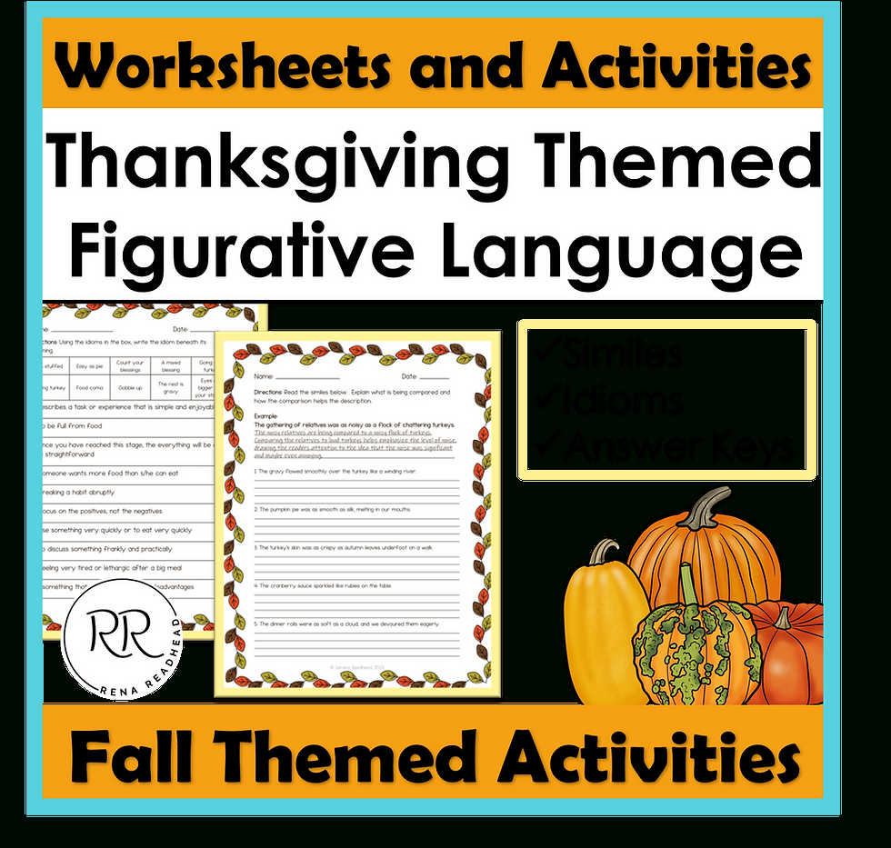 Feasting On Words: 7 Thanksgiving Figurative Language Activities with regard to Thanksgiving Figurative Language Worksheets
