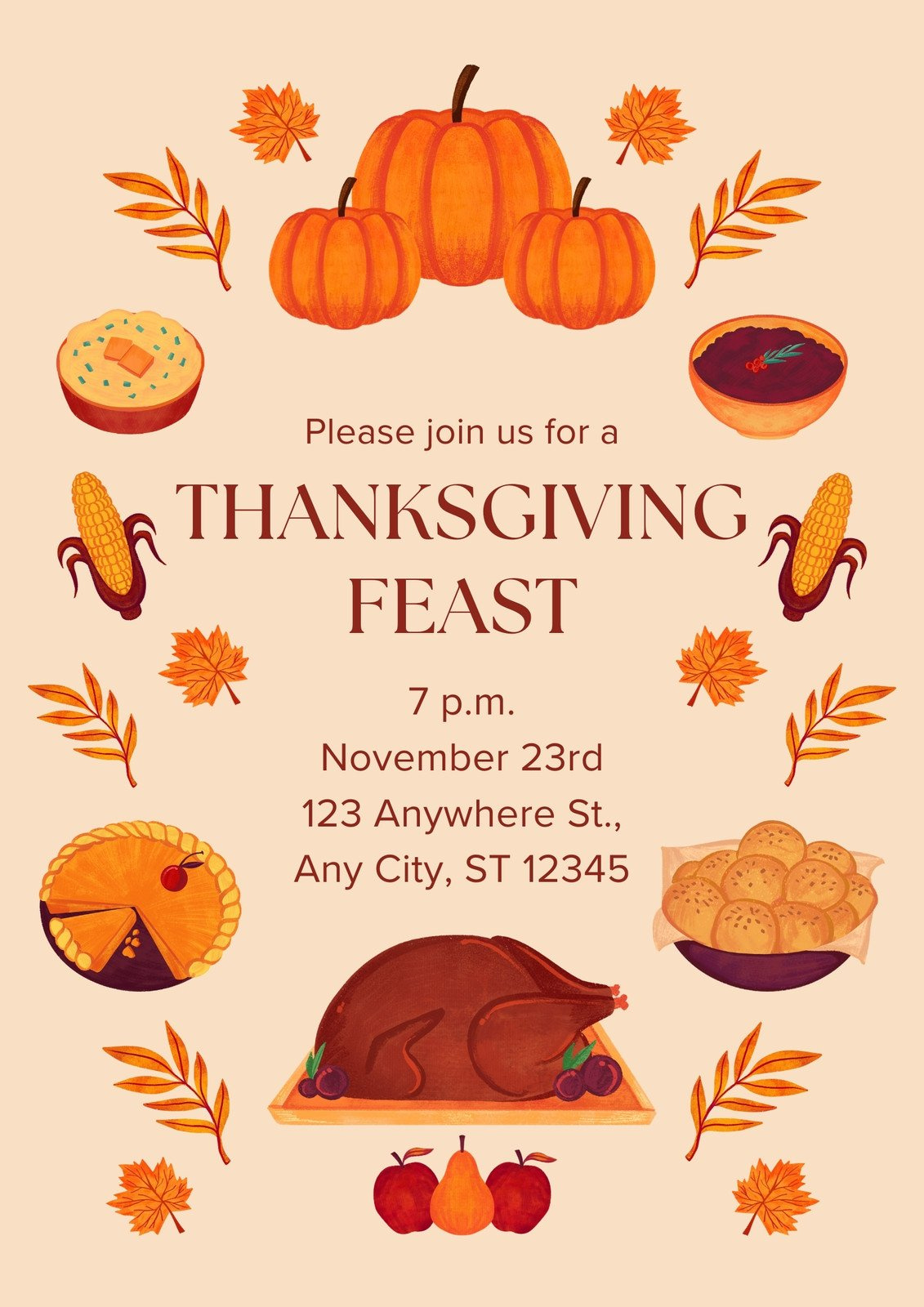 Free Custom Printable Thanksgiving Flyer Templates | Canva for Thanksgiving Templates Free Printable