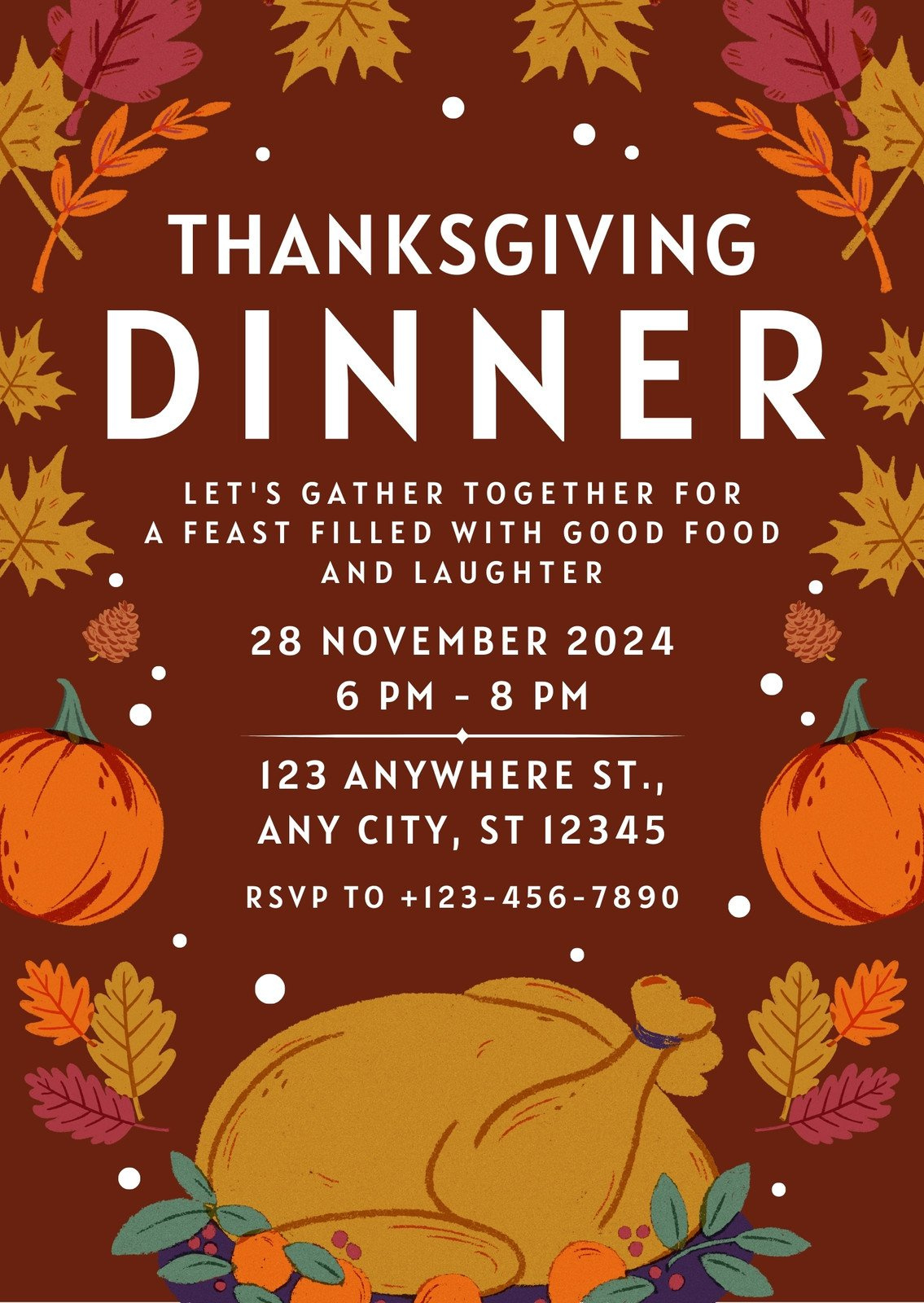 Free Custom Printable Thanksgiving Invitation Templates | Canva with Printable Thanksgiving Party Invitations
