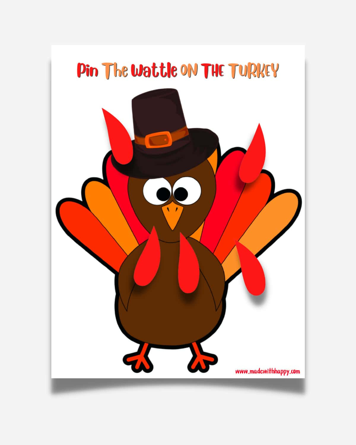 Free Pin The Wattle On The Turkey Printable Thanksgiving Game pertaining to Pin the Tail On the Turkey Printable