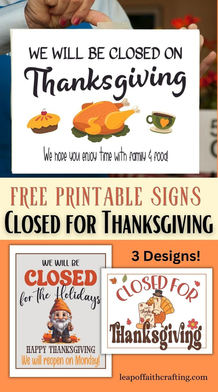 Free Printable Closed For Thanksgiving Signs (3 Templates!) pertaining to Template Free Printable Closed For Thanksgiving Signs