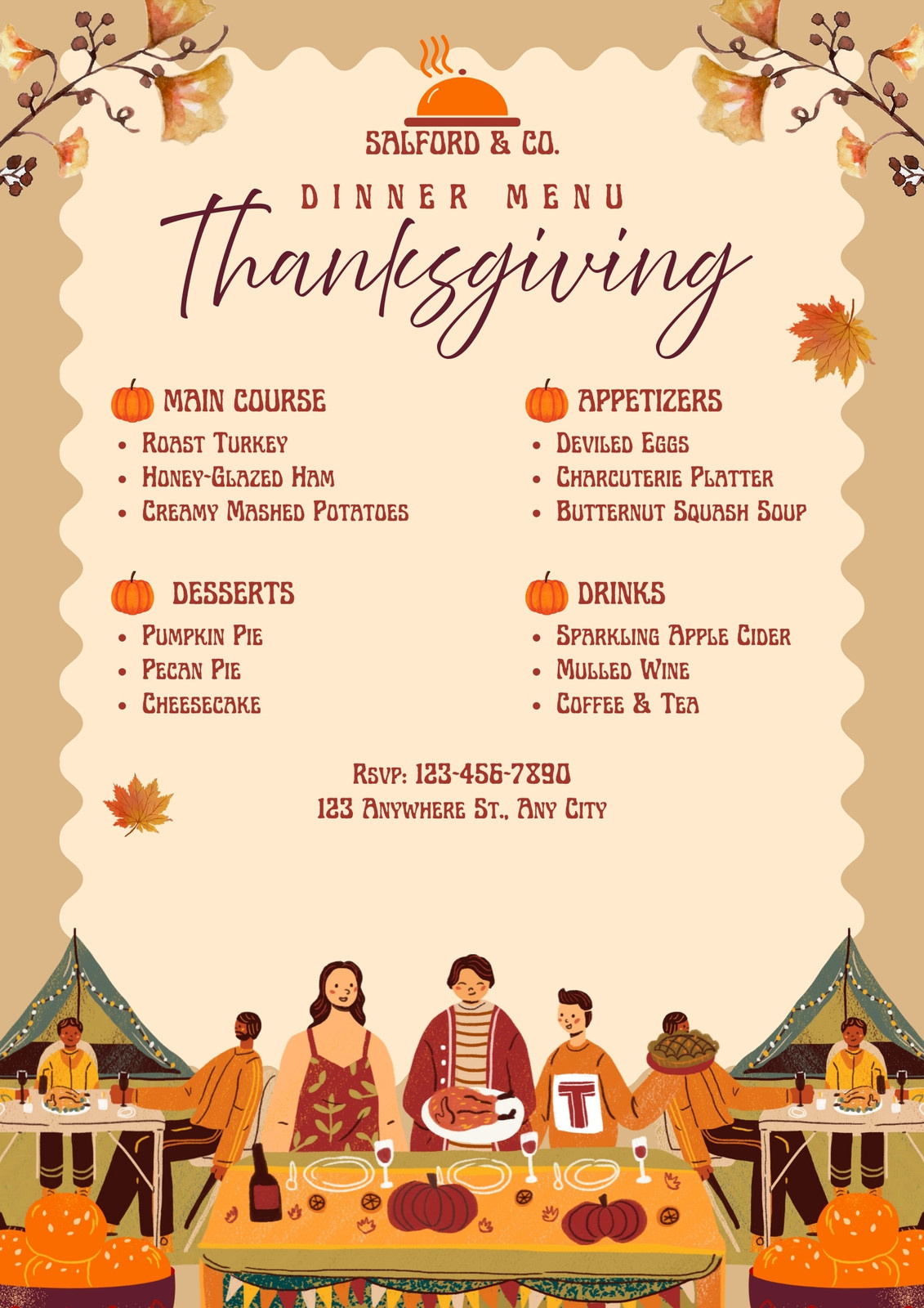 Free Printable, Customizable Thanksgiving Menu Templates | Canva inside Thanksgiving Dinner Menu Flyer Template Free