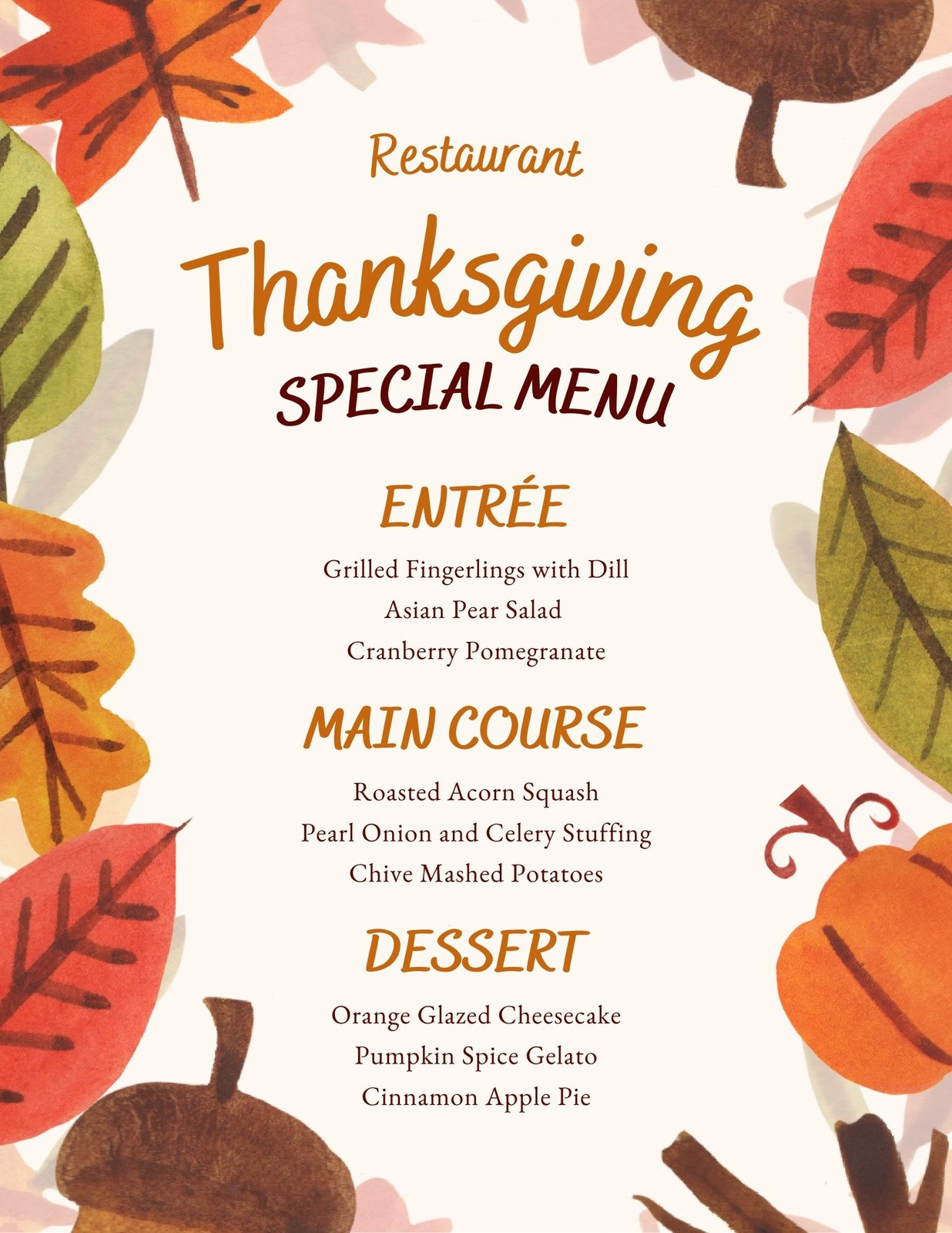 Free Printable, Customizable Thanksgiving Menu Templates | Canva pertaining to Printable Thanksgiving Dinner Menu