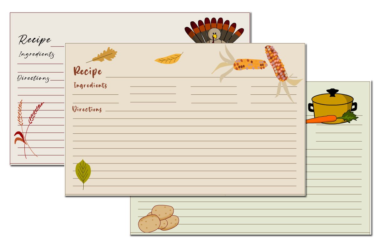 Free Printable Cute Recipe Cards For Thanksgiving - Worksheets Library inside Printable Thanksgiving Recipe Cards