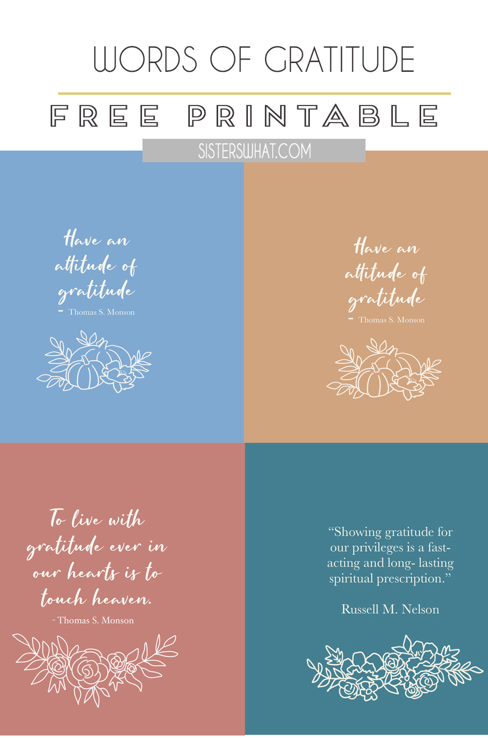 Free Printable Gratitude Quotes - Sisters, What! within Thanksgiving Quotes Free Printable