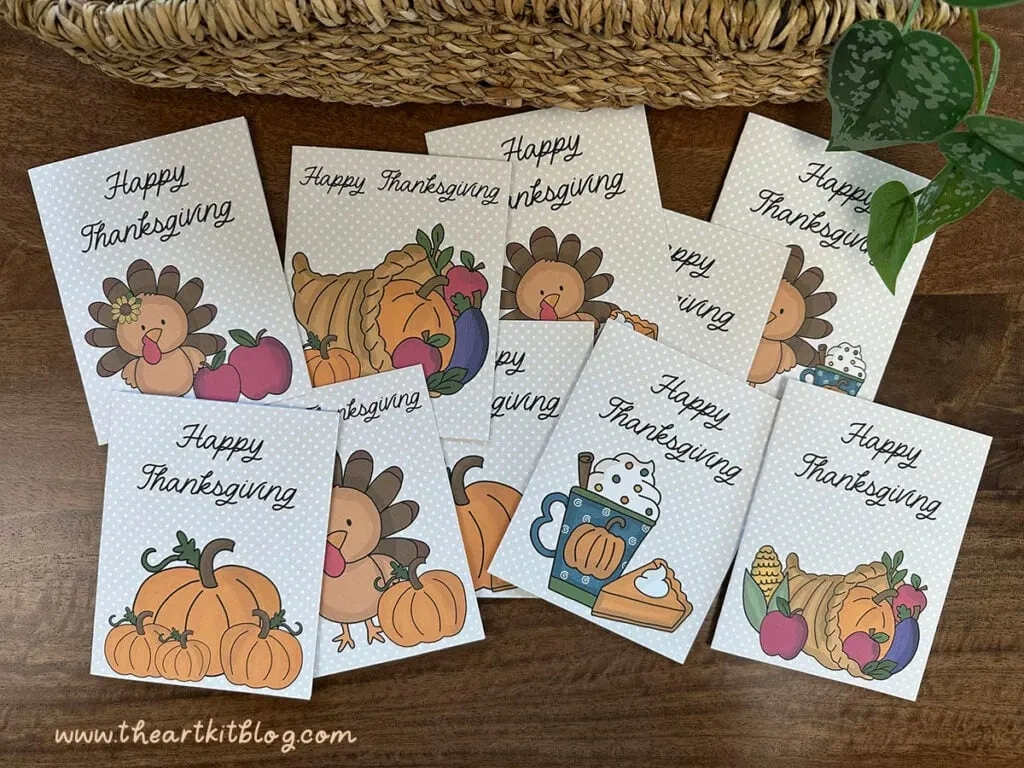 Free Printable Happy Thanksgiving Cards - Set Of 10 - The Art Kit in Printable Thanksgiving Note Cards