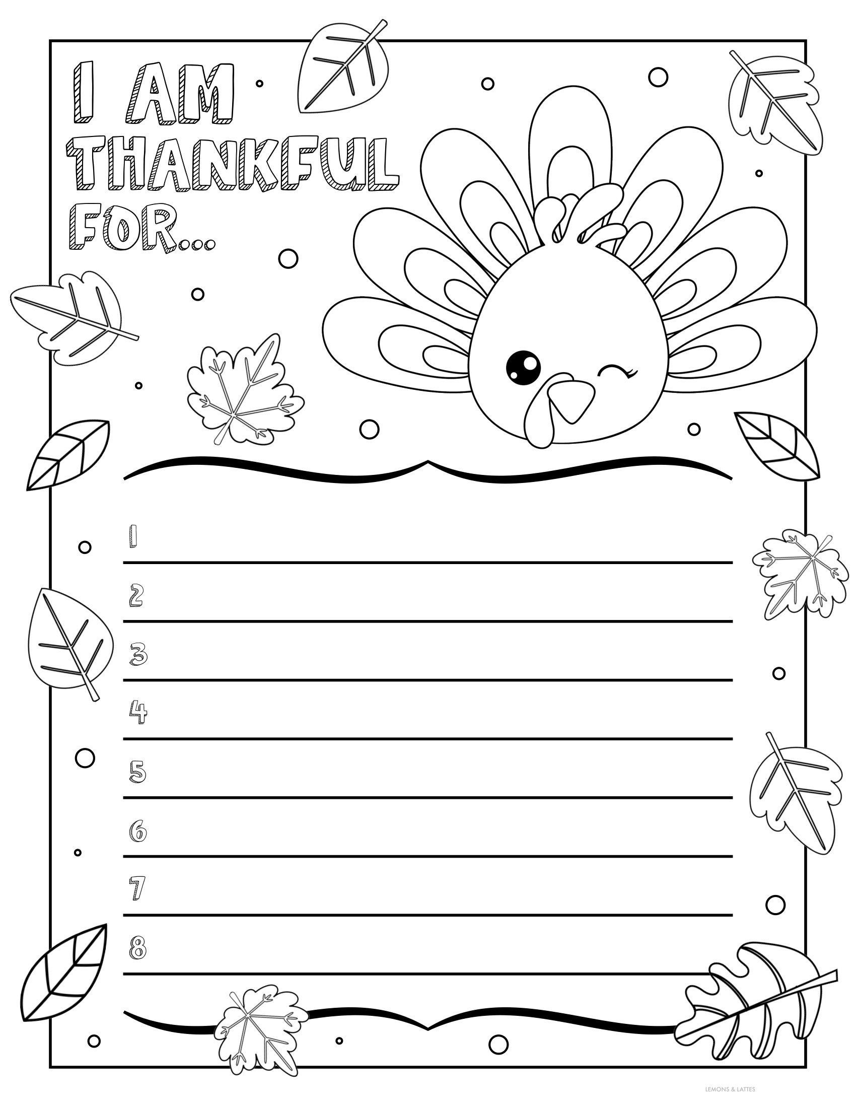 Free Printable "I Am Thankful For" Thanksgiving Coloring Pages inside Thanksgiving Writing Paper Printable I am Thankful