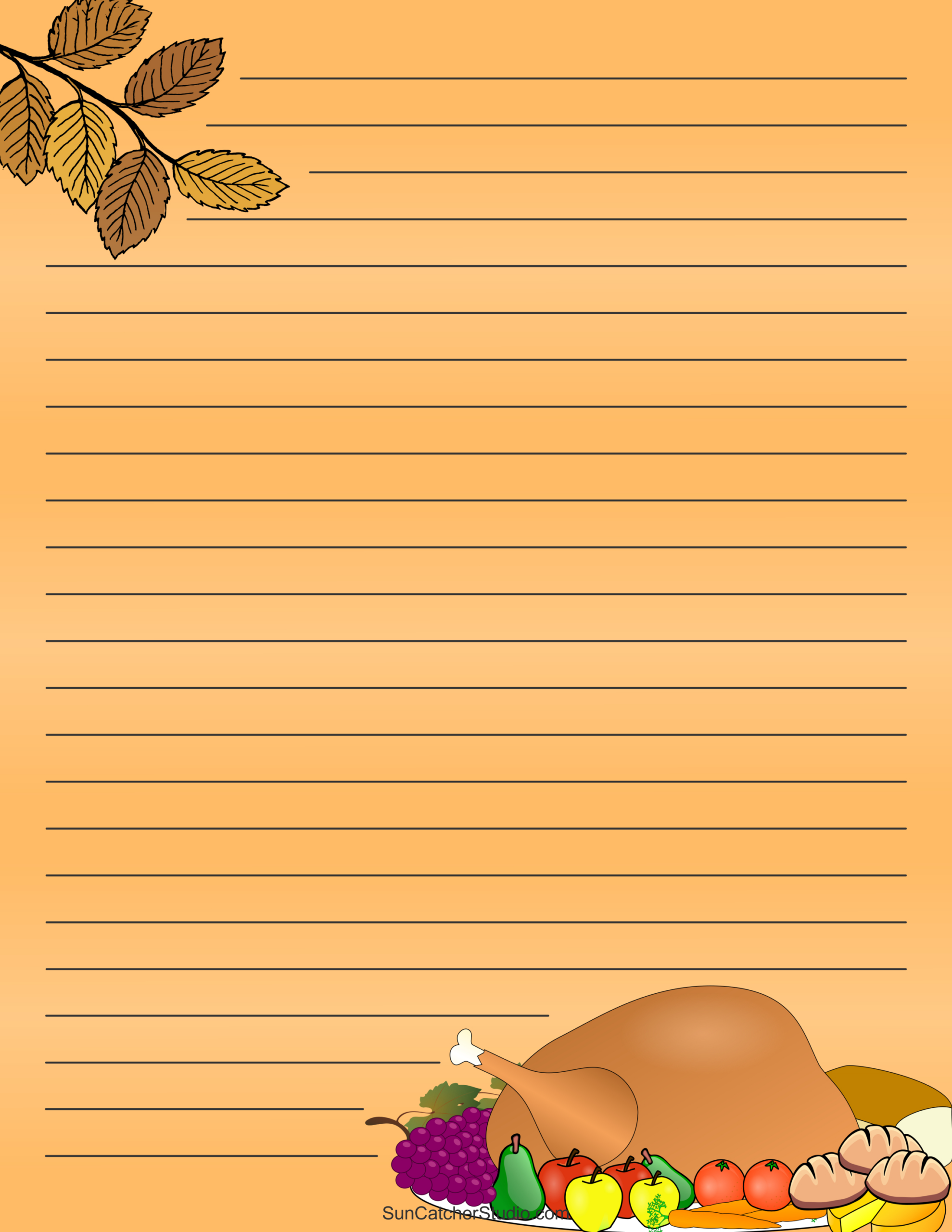 Free Printable Stationery And Lined Letter Writing Paper – Free throughout Printable Thanksgiving Letter Template