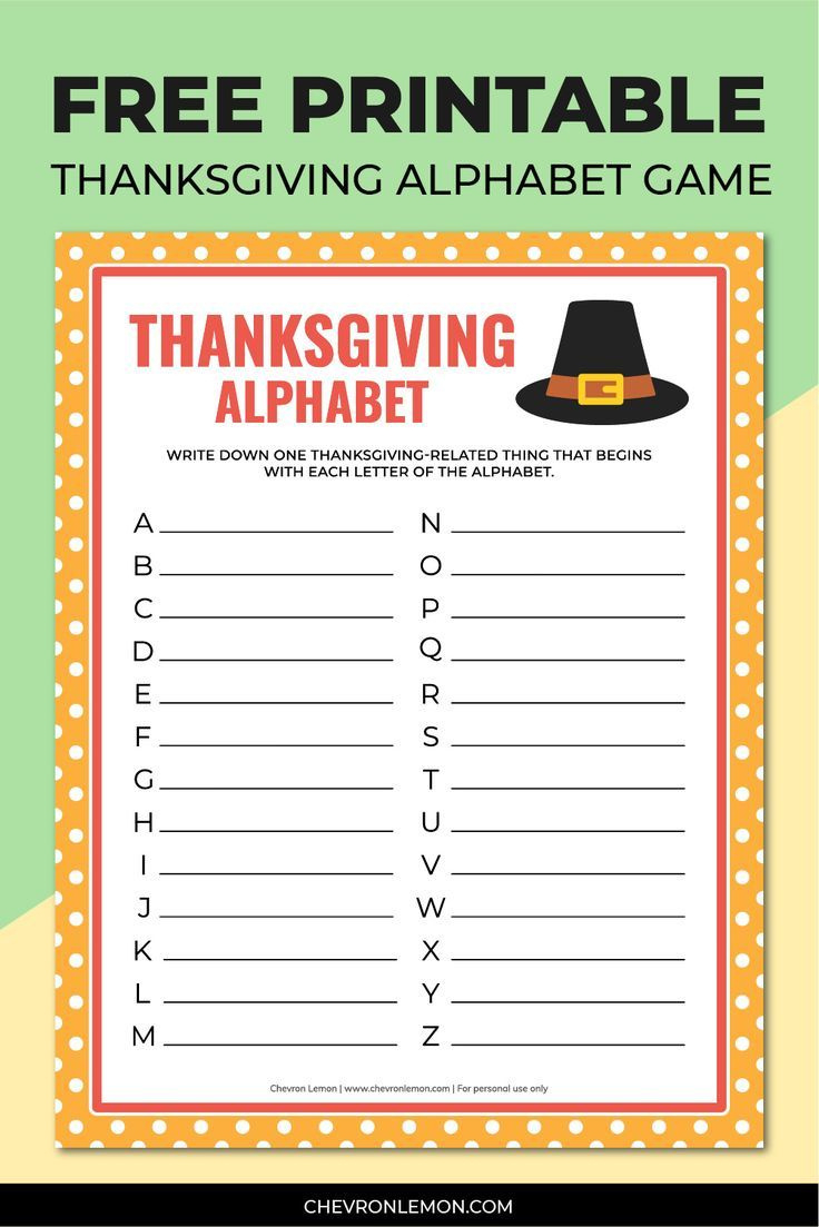 Free Printable Thanksgiving Alphabet Game within Printable Thanksgiving Games Free