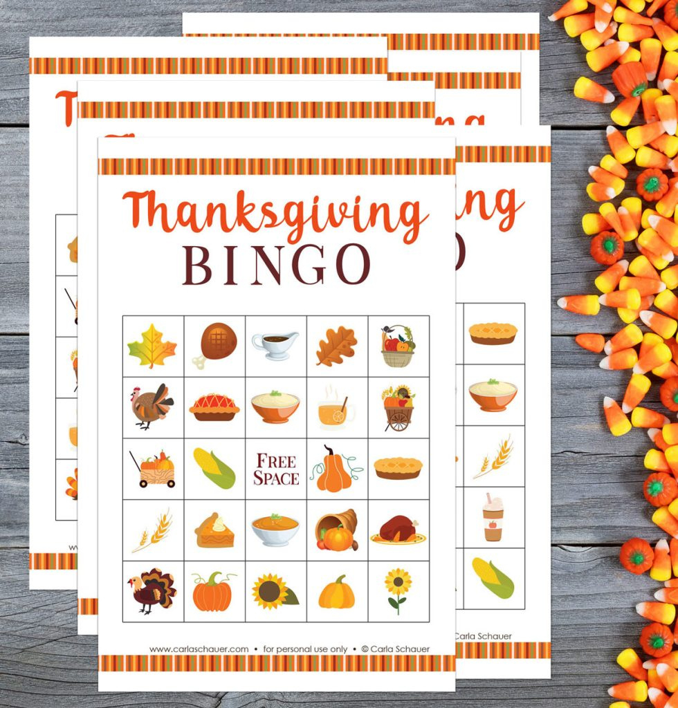 Free Printable Thanksgiving Bingo Cards For All Ages - Carla for Printable Thanksgiving Bingo Cards 4 Per Page