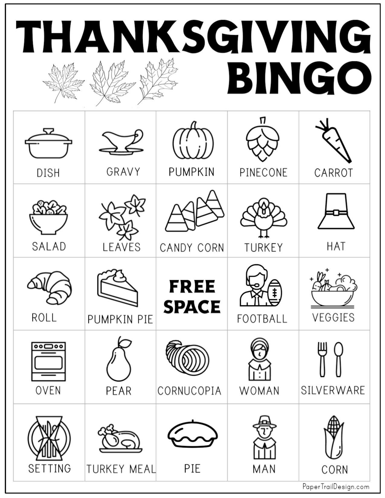 Free Printable Thanksgiving Bingo Cards - Paper Trail Design inside Thanksgiving Bingo Free Printable Esl Words And Pcitures