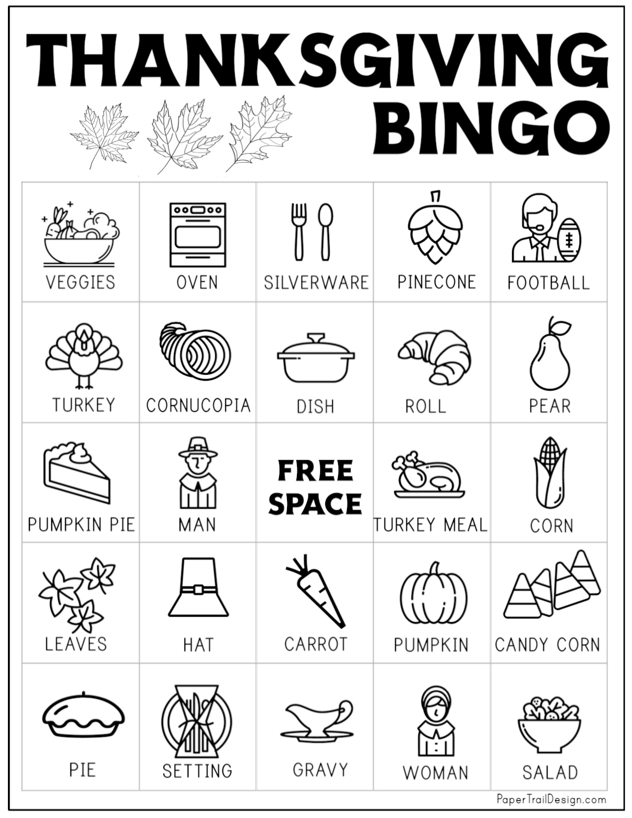 Free Printable Thanksgiving Bingo Cards - Paper Trail Design with Thanksgiving Printable Bingo For 20