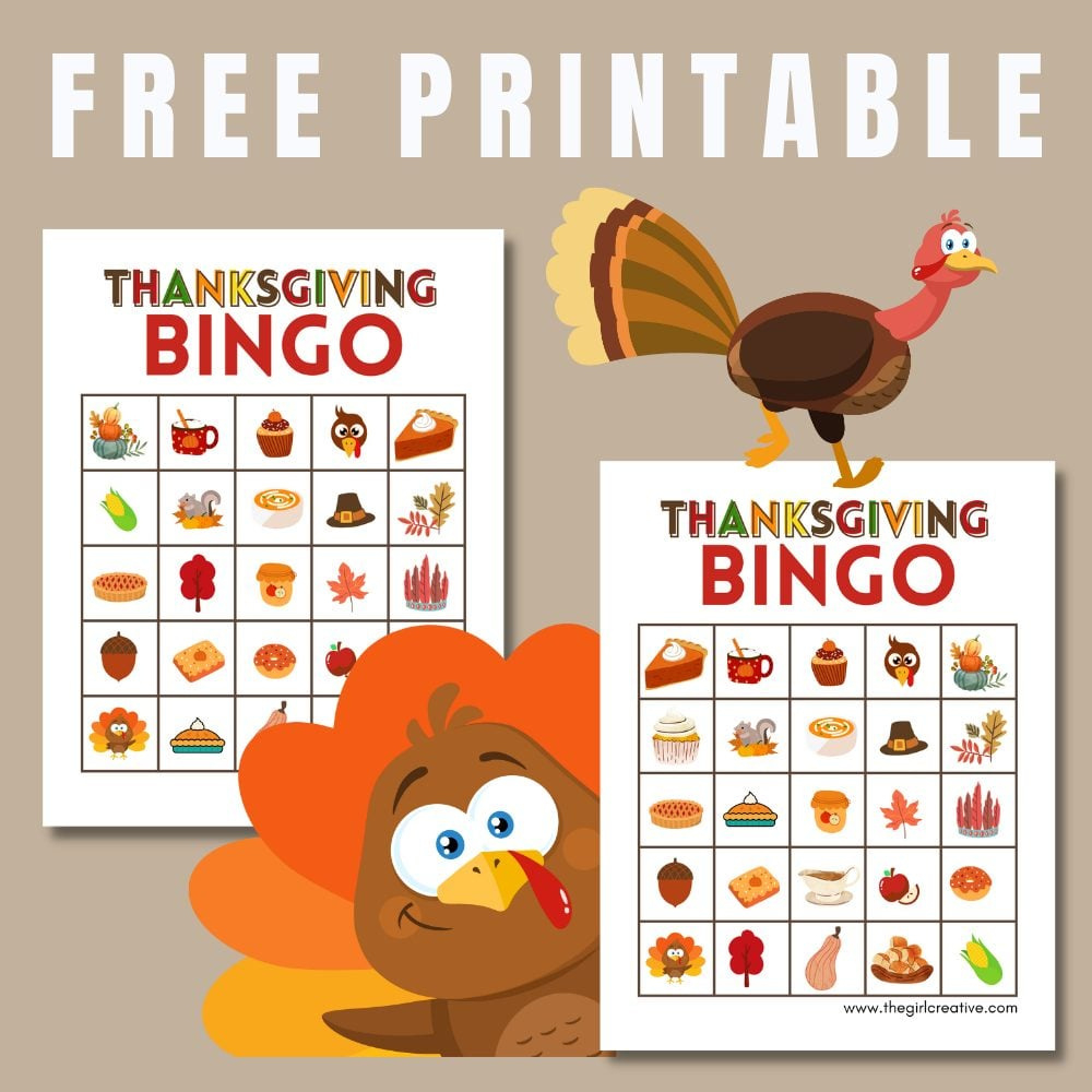 Free Printable Thanksgiving Bingo Cards - The Girl Creative with Thanksgiving Printable Bingo Games